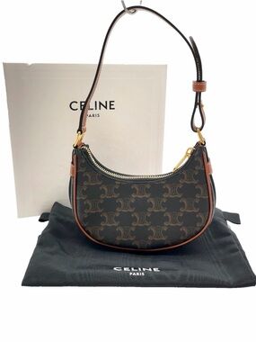 Celine Ava Bag in Triomphe Canvas and Calf Skin Leather